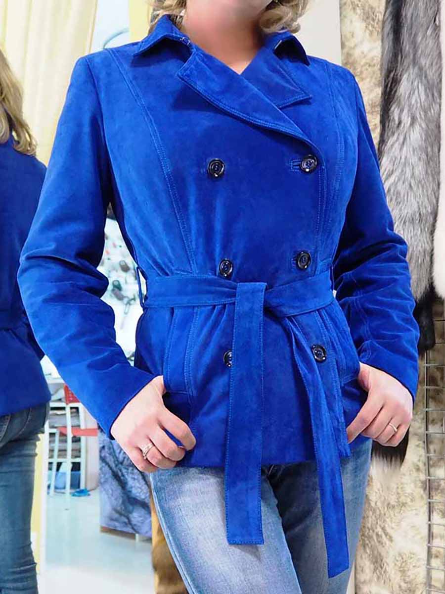 Куртка двубортная из натуральной ЗАМШИ