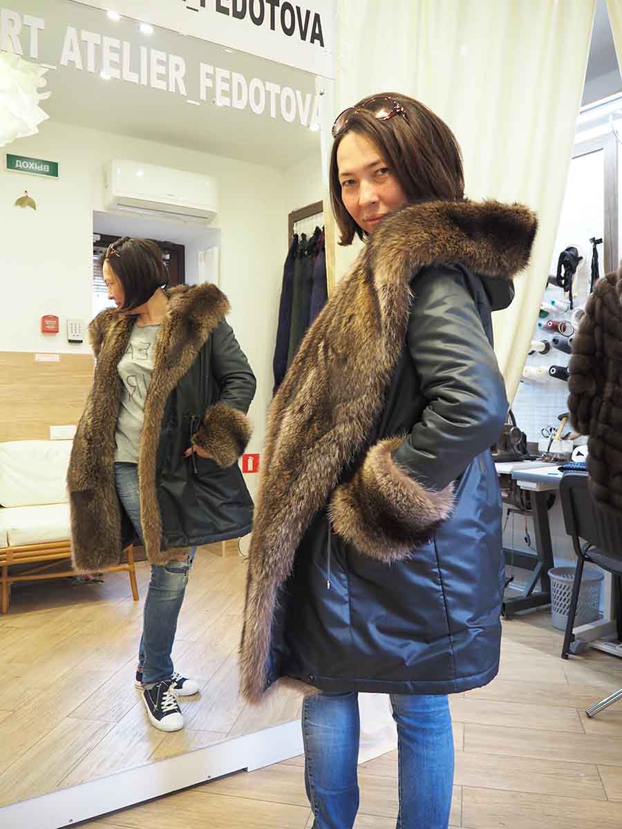 Пихора на подстежке из меха енота